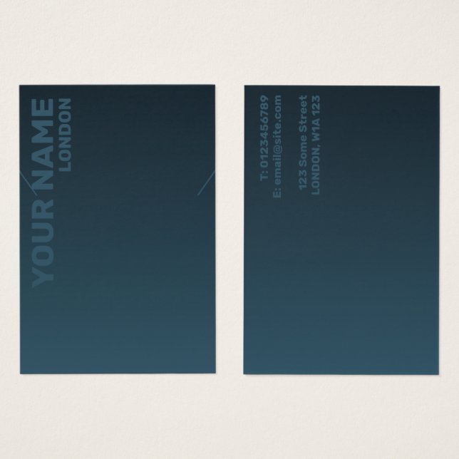 Modern dark blue gradient necklace display card (Front & Back)
