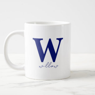 Modern Dark Blue Personalized Monogram Mug