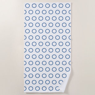 Modern Dark Blue White Circle Pattern Beach Towel