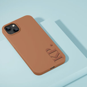 Modern dark brown initial minimal contemporary Case-Mate iPhone 14 case