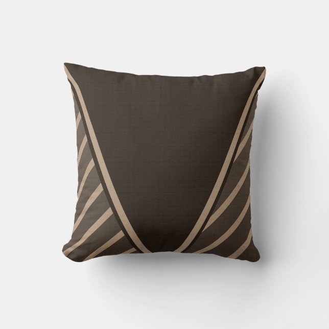 Modern  Dark Brown  Stripes Contemporary Pattern Throw Pillow (Front)