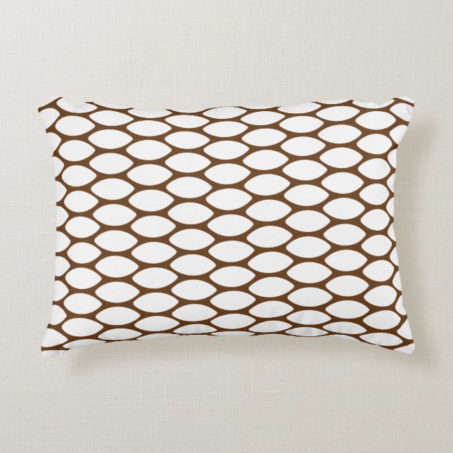 Modern Dark Brown White Pattern Accent Pillow (Front)