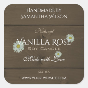 Modern Dark Brown Wood Grain Product Labels Daisy