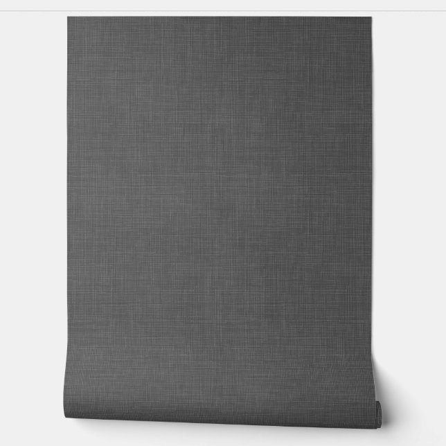 Modern Dark Charcoal Linen Look Texture Wallpaper (Unrolling)