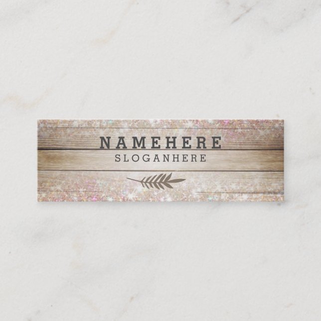 Modern Dark Coffee Wood Glitter Mini Business Card (Front)