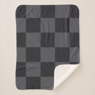 Modern Dark Croatian Black Grey Checkers Sherpa Blanket
