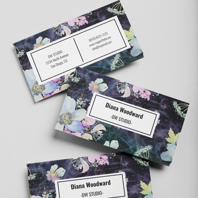 Modern Dark Floral Background Business Card (Creator Uploaded)