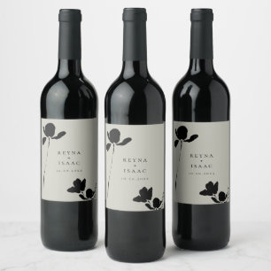 Modern Dark Floral Personalized Wine Label