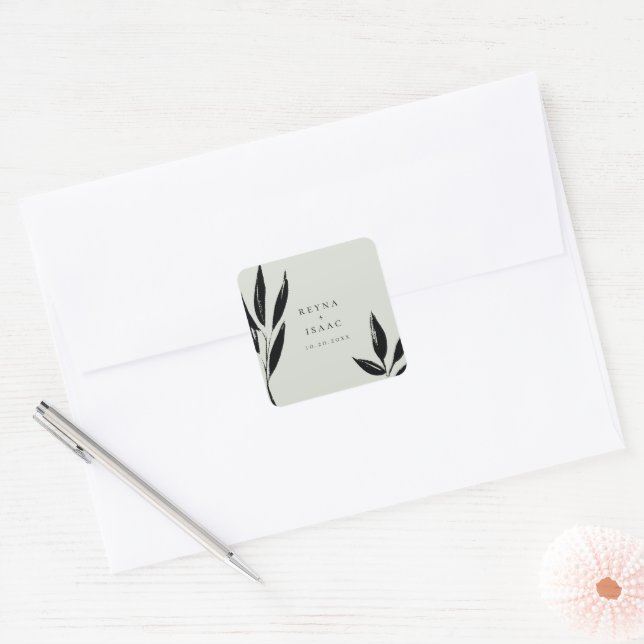 Modern Dark Foliage Square Sticker (Envelope)