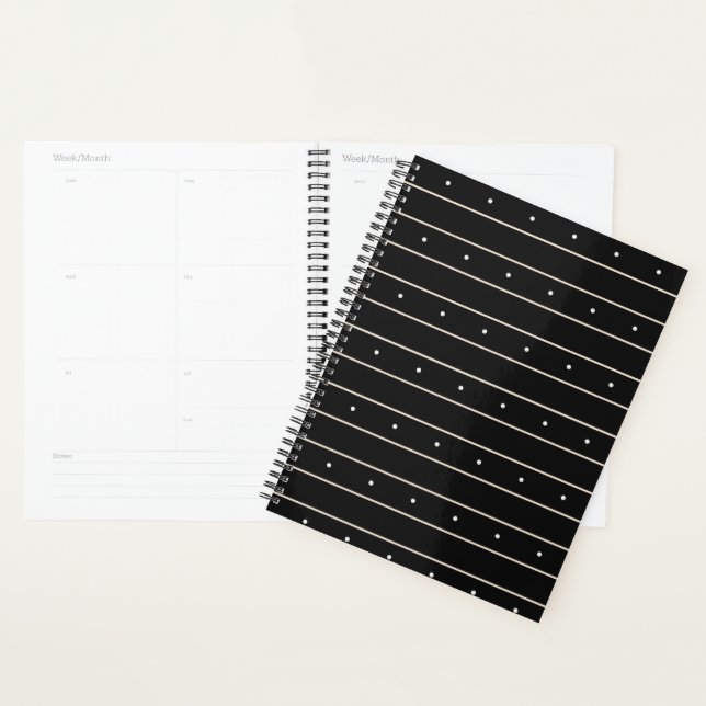 Modern Dark Gothic Pinstripe Lines And Polka Dots  (Devant avec enveloppe)
