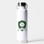 Modern Dark Green and White Name Initial Monogram Water Bottle<br><div class="desc">Modern Dark Green and White Name Initial Monogram Water Bottle.

Need a custom order? Click the "Message" button below,  and we’ll be happy to help.</div>