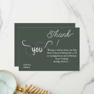Modern Dark Green Baby Shower Thank You Card