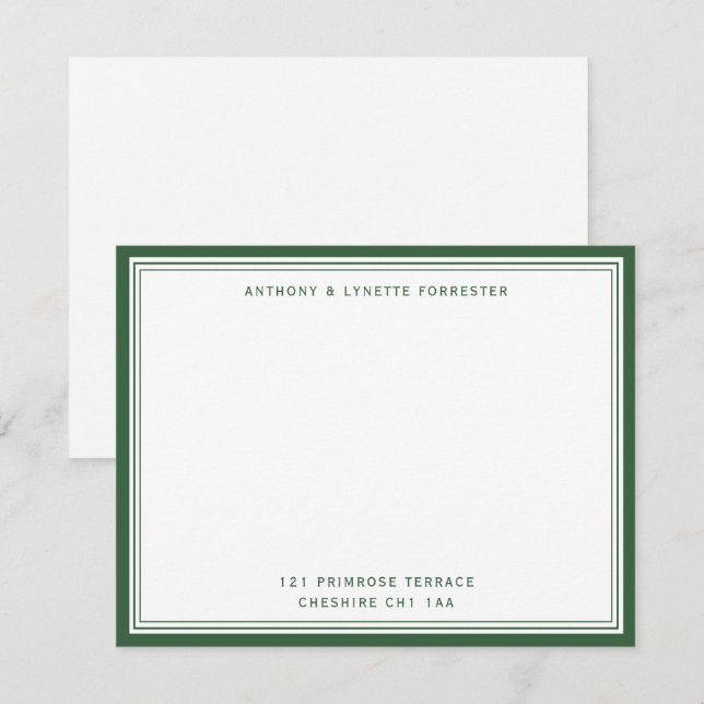 Modern Dark Green Border Name & Address  Card (Front/Back)