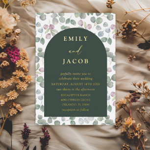 Modern Dark Green & Gold Eucalyptus Wedding