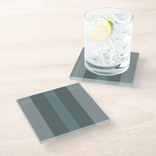 Modern Dark Green Shades Colour Block Glass Coaster