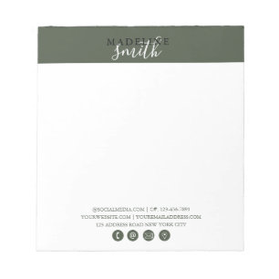 Modern Dark Green Typography Script Notepad