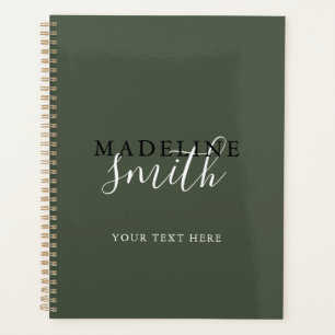 Modern Dark Green Typography Script Planner