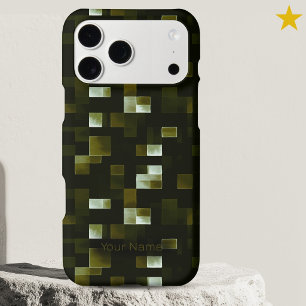 Modern Dark Green Watercolor Pixels Custom Name