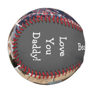 Modern Dark Grey 3 Photo Best Dad Ever Baseball
