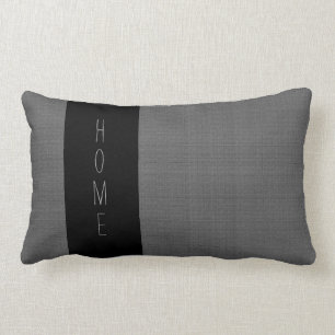 Modern dark grey burlap black pattern HOME Lumbar Pillow