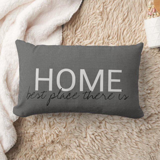 Modern dark grey burlap HOME best place there is Lumbar Pillow (Blanket)