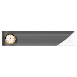 Modern Dark Grey Chic White Corner Curve Clock Nameplate