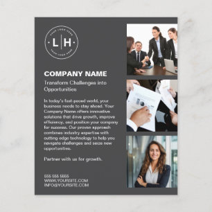 Modern Dark Grey Custom Logo Photo Business Flyer