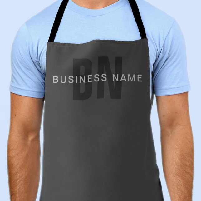 Modern Dark Grey Editable Monogram Design Template Apron (Creator Uploaded)