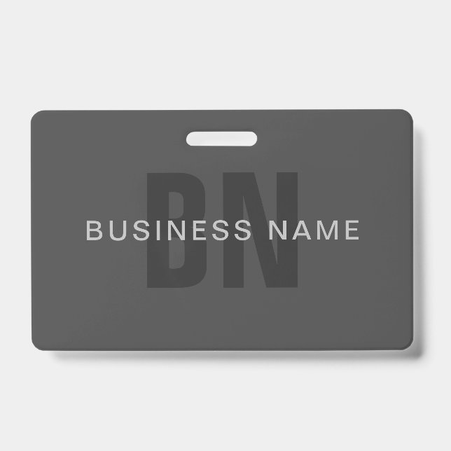 Modern Dark Grey Editable Monogram Design Template Badge (Front)