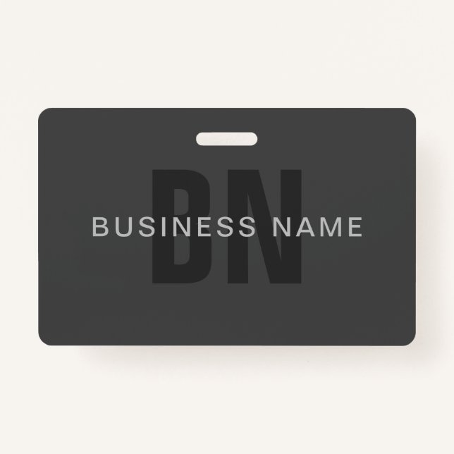 Modern Dark Grey Editable Monogram Design Template Badge (Front)