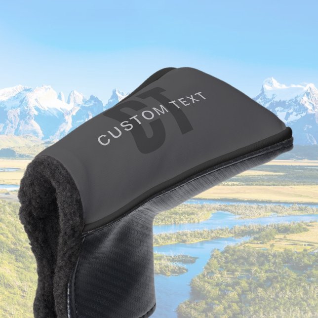 Modern Dark Grey Editable Monogram Design Template Golf Head Cover (Creator Uploaded)