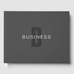 Modern Dark Grey Editable Monogram Design Template Guest Book