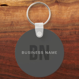 Modern Dark Grey Editable Monogram Design Template Keychain
