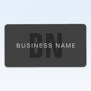Modern Dark Grey Editable Monogram Design Template Label