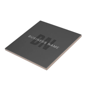 Modern Dark Grey Editable Monogram Design Template Tile