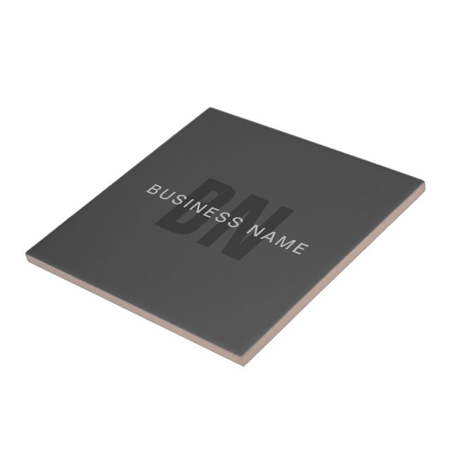 Modern Dark Grey Editable Monogram Design Template Tile (Side)