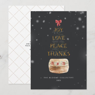  Modern Dark Grey Gold Snow Overlay Typography Holiday Card