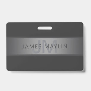 Modern Dark Grey Gradient Name or Business Name  Badge