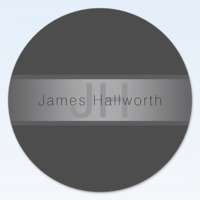 Modern Dark Grey Gradient Name or Business Name  Classic Round Sticker (Creator Uploaded)