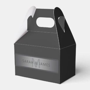 Modern Dark Grey Gradient Name or Business Name Favor Box
