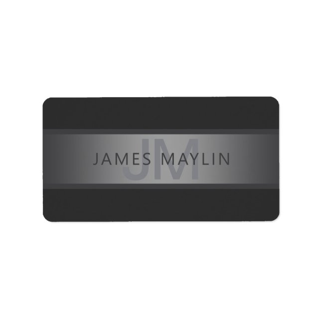 Modern Dark Grey Gradient Name or Business Name  Label (Front)