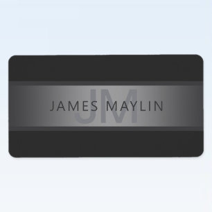 Modern Dark Grey Gradient Name or Business Name Label