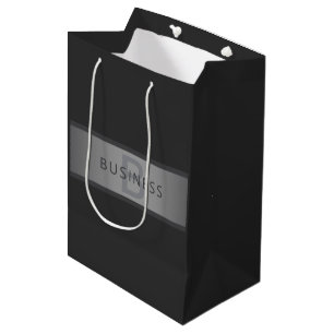 Modern Dark Grey Gradient Name or Business Name Medium Gift Bag