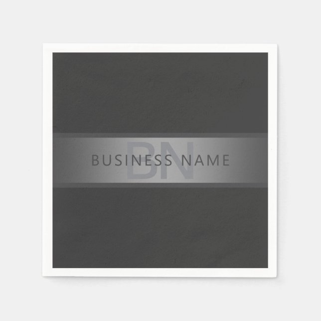 Modern Dark Grey Gradient Name or Business Name  Napkin (Front)