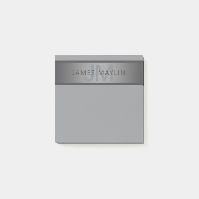 Modern Dark Grey Gradient Name or Business Name  Post-it Notes (Front)