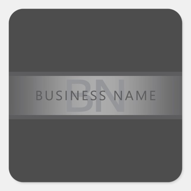 Modern Dark Grey Gradient Name or Business Name  Square Sticker (Front)
