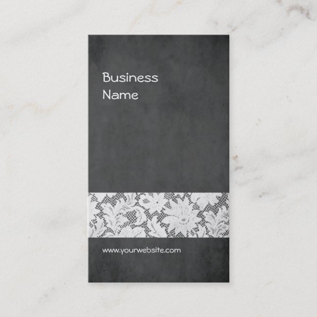 Modern Dark Grey Lace Interior Designer Business Card (Front)