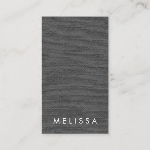 Modern dark grey linen vertical minimalist business card