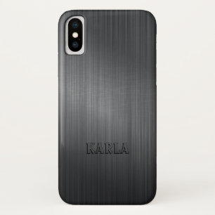 Modern Dark Grey Metallic Texture Monogram Case-Mate iPhone Case