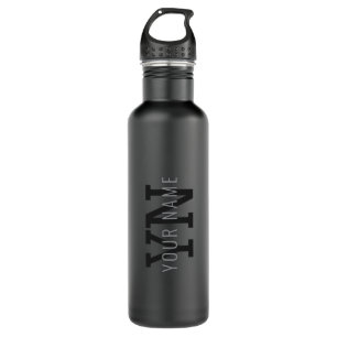 Modern Dark Grey Monogrammed Name (or other text) 710 Ml Water Bottle
